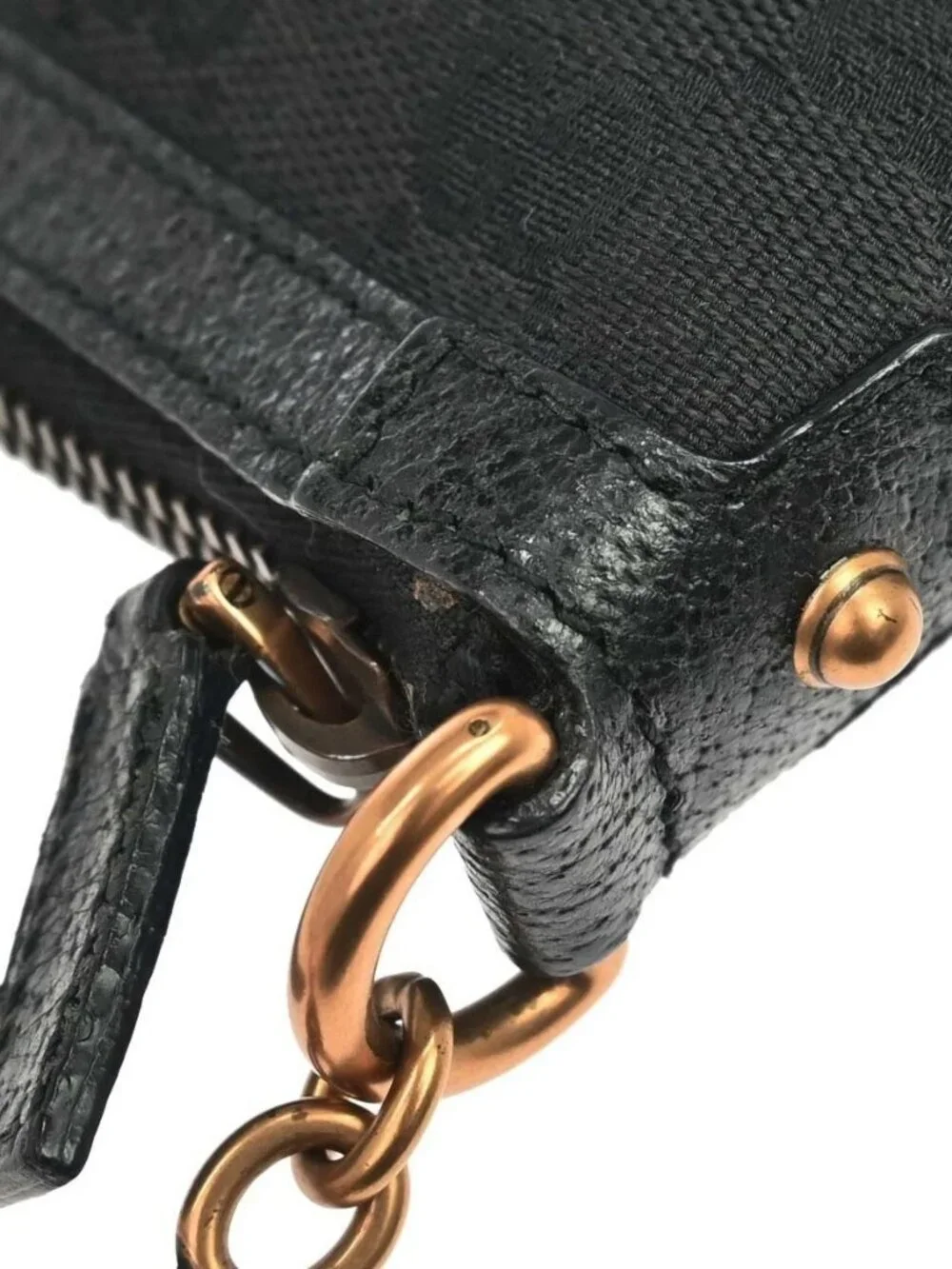 Gucci Black Canvas Bamboo GG Chain Handbag - Picture 7 of 15